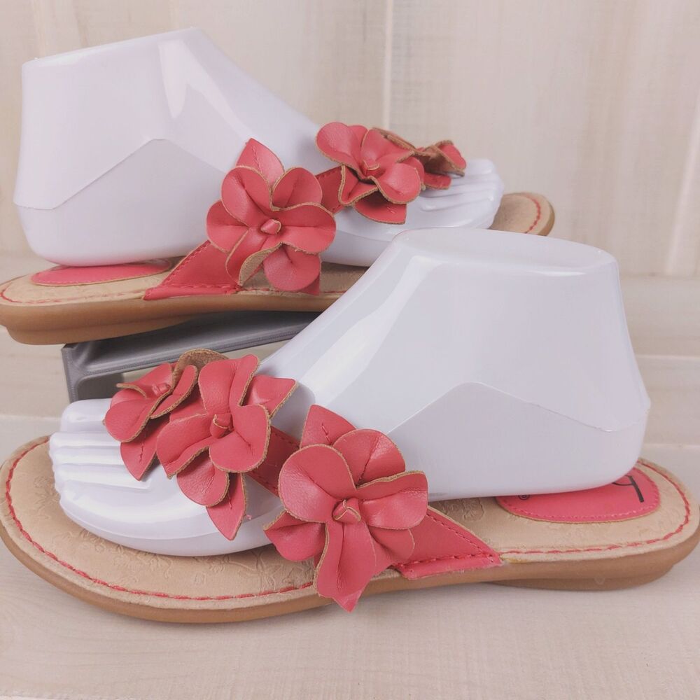 B.O.C. Hensley Floral Applique Thong Sandals Women's Size 8 Boho Summer Spring